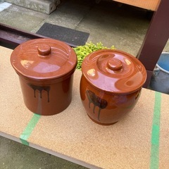 台所に　ぬか漬けデビュー美品な瓶　かめ２つ　その2