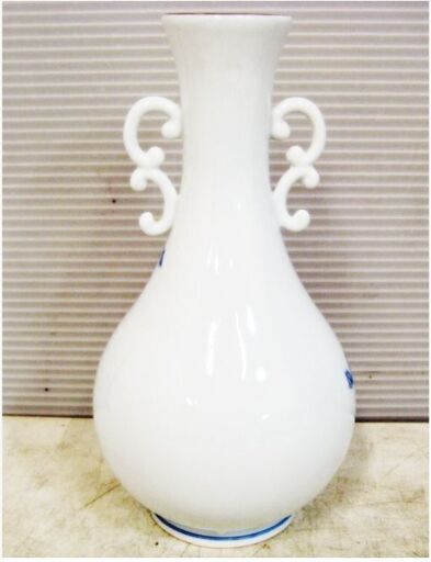 有田焼 壺 色絵 花瓶 花器 壷 花生け 花挿し 双耳 牡丹 在銘 置物 花入