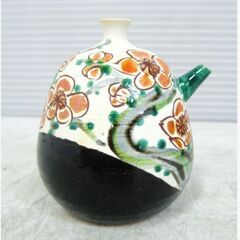 【美品】九谷焼　宮崎光星作「水滴」　木箱付き　水差し　梅花柄　骨董　民芸品 書道用品　置物　インテリア　陶器　壷　色絵　おしゃれの画像