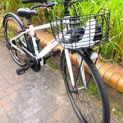 中古自転車 Panasonic パナソニック 電動アシスト自転車 Velo Star クロスバイク 6段変速 バッテリー8Ah LEDオートライト 満タン35km走行可能 通勤 通学 近所のお出掛けなどにの画像