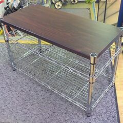 テレビ台 スチールラック 3段 幅74cm 木製天板 ダークブラウン テレビボード TV台 西岡店の画像