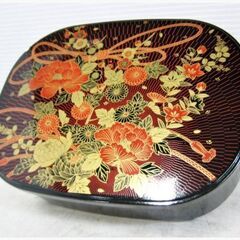 時代物　小物入れ　漆器　菓子器　茶箱　花　和柄　菓子鉢　アンティ...