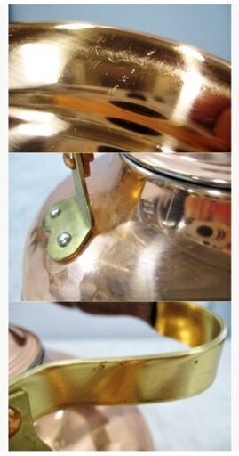 未使用品　新光金属　純銅　ケトル　COPPER100　やかん　銅製　S-611H　湯沸かし　ティーケトル　1.5L　調理器具　鎚目　キッチン用品