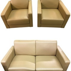 NO.2455 井上金庫販売 応接イス 1人掛け MTNS-1S 2人掛け MTNS-2S セット ベージュ 椅子 ソファ 家具 中古の画像