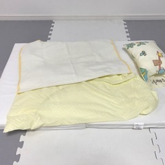 ベビー布団60×90 防水シーツ、シーツ、枕付き