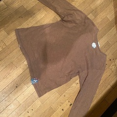 used和柄ちりめん花柄パッチワーク長袖Tシャツカットソーブラウンcpsの画像