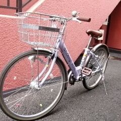 デザインワークス 24インチ自転車（パープル／かご付き）