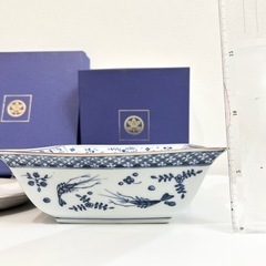良品 箱付 たち吉 魚藻文 角盛鉢 光琳 菓子鉢 菓子器 煮物鉢 和食鉢 橘吉の画像