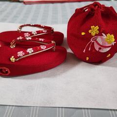 七五三👘３歳用草履、巾着セットの画像