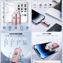 新品未使用　256GB usbメモリ ４in1プッシュ型 容量不足解消 アプリ不要 USBの画像