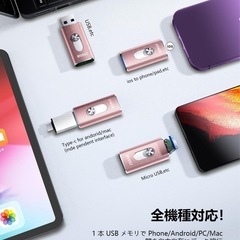 新品未使用　256GB usbメモリ ４in1プッシュ型 容量不足解消 アプリ不要 USBの画像