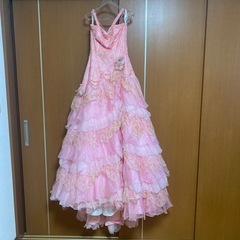 カラードレス ピンク 結婚式 お色直し用 フリル プリンセス風