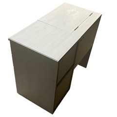 【ジ0607-08】ドレッサーいかが❓【収納付きドレッサー＆スツールセット】ミラー付き／ホワイト／コンパクト横幅：約79cm 奥行:約40cm 高さ：約70cm（鏡を閉じた状態）の画像