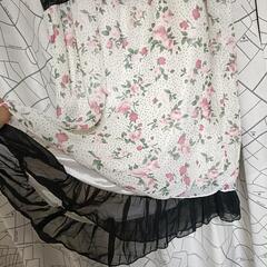 花柄ワンピース　Ｌサイズ　黒色レースの画像