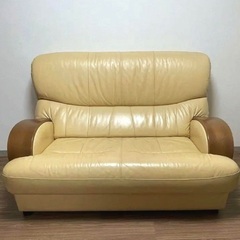 合皮ソファ(3人がけ)オレンジ