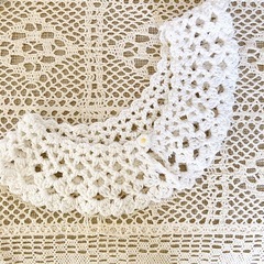 手編み つけ襟 白　ハンドメイド