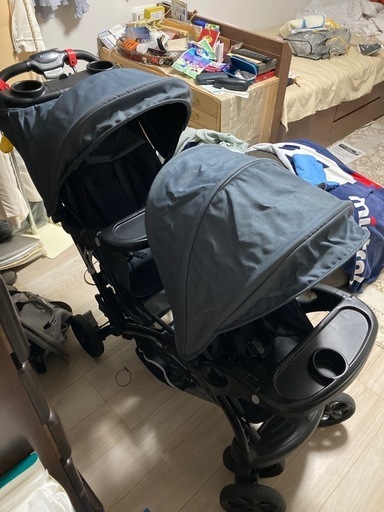 【美品】二人乗り　ベビーカー　二人でゴーDX　デニム　カトージ【配送します】