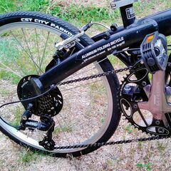 加古川　折りたたみ自転車　軽量　Vブレーキ　WACHSEN　マットブラック　２０インチ(451)　中古　美品の画像