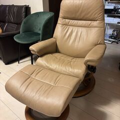 EKORNES エコーネス ストレスレス サンライズ S リクライニングチェア 本革 オットマン付 Used/美品の画像
