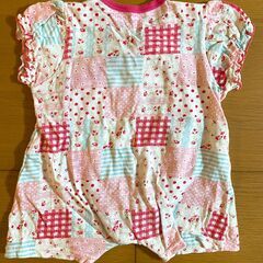 【夏】【60～70】ロンパース　パッチワーク　チェックの画像