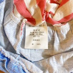 【夏】【60～70】ロンパース　ボーダー　フリルの画像