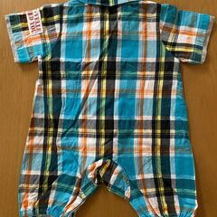 【夏】【70】ロンパース　水色ｘチェックの画像