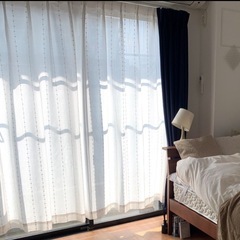カーテン 白 ネイビー　一級遮光