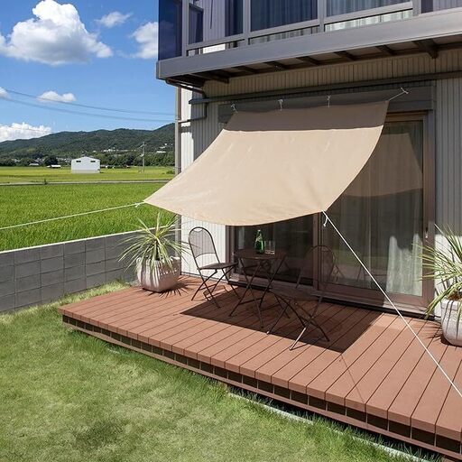 目黒駅、五反田駅等 タカショー 日よけ クールシェード ベージュ 2×2mが3枚、1×2mが2枚 Coolaroo