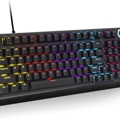 ゲーミングキーボード 赤軸 98 キー メカニカル LED バッ...