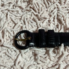 黒レザー クロコダイル風ベルト　74〜84センチ 5段階の画像