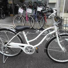 中古子供自転車３５８４　前後タイヤ新品！　２４インチ　６段ギヤ　...