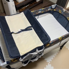 動物柄ベビーベッド折りたたみ式