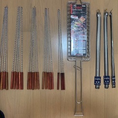 BBQ用品　合わせ焼き網　魚串　肉串　ステンレス鋼製