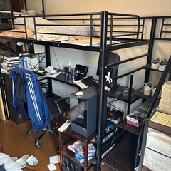 ロフトベッド、階段付きパイプベッド
