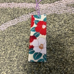 【0円】和風しおり 赤と白の花柄