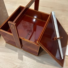 春慶塗り和菓子二段重箱 新品の画像