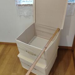 キャンバス地の折りたたみ式ボックス　2個まとめての画像