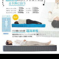ポケットコイルマットレス セミダブル 硬め　エクストラハード 厚さ21cm 通気性の画像