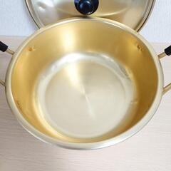 アルミ製 両手鍋 蓋付き 33cm 未使用品の画像