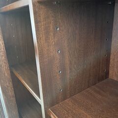 本棚　No.3459　ガラスキャビネット　ブックシェルフ　ダークブラウン　【リサイクルショップどりーむ荒田店】の画像