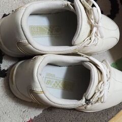 皮、運動靴、24，5、ニューバランス、中古