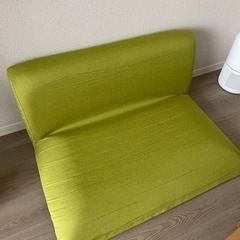 リクライニング　座椅子　2人掛けソファ（黄緑）
