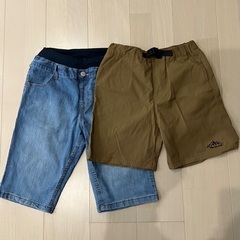 デニムハーフパンツ160 カーキハーフパンツ150 ２枚