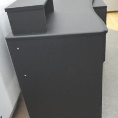 デスクワゴンセット 机 袖机 書棚 3点セット 幅120㎝ 木製 ブラック フリーデスク 学習机 西岡店の画像