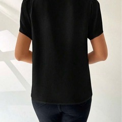 SHEIN チャイナ　中華風　半袖　 ブラウス　 ブラック　3XL 大きいサイズ　XLの画像