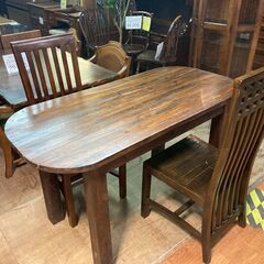 【愛品館 市原店】アジアン調テーブルチェア3点セット