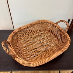 昭和レトロ　ヴィンテージ　バスケット　持ち手付きかご　カゴ　ラタ...