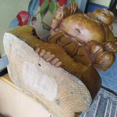 高さ48㌢一刀彫の布袋様優しいお顔の画像