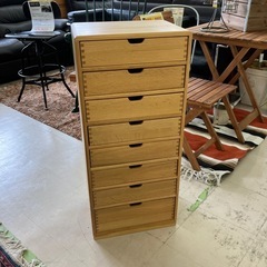 中古品　ナラ天然木　起立木工　8段チェスト　公田店