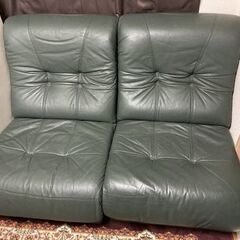 本革ソファ（ダークグリーン）の画像